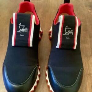Women's Christian Louboutin Tiketa Sneakers Size 4 (34EU), Red, Black & White